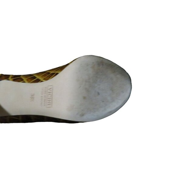 Giuseppe Zanotti Brown Croc Embossed Italian Leather Peep Toe Pumps 37.5 or 7.5 - Picture 9 of 13